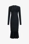 Roberto Cavalli Ruched-detail Midi Dress In Black