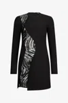 Roberto Cavalli Black Mini Dress With Sequin Insert In Black