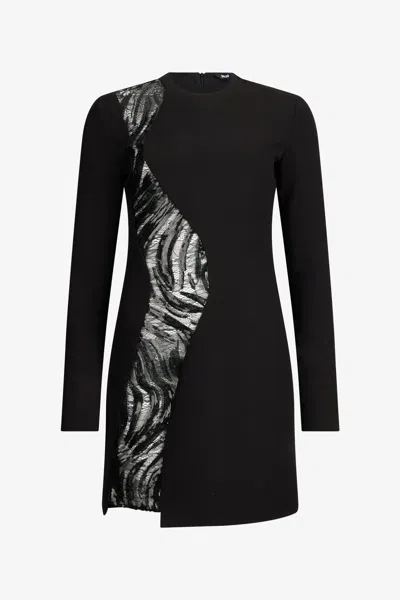 Roberto Cavalli Black Mini Dress With Sequin Insert