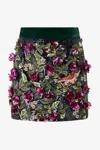 Roberto Cavalli Black Miniskirt With Multicolor Decorations In Multi