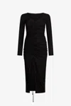 Roberto Cavalli Black Ruched Midi Dress In Black