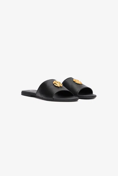 Roberto Cavalli Black Sandal With Monogram Rc