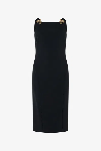 Roberto Cavalli Black Sheath Dress With Snake Detailing
