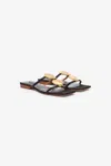 Roberto Cavalli Black Shell Embellished Flat Sandal In Black