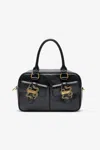 Roberto Cavalli Black Shoulder Bag With Snake Detail In Black