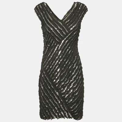 Roberto Cavalli Black Silk Sequin Mini Dress
