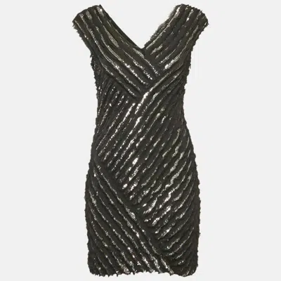 Roberto Cavalli Black Silk Sequin Mini Dress