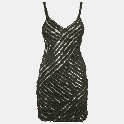 Pre-owned Roberto Cavalli Black Silk Strappy Mini Dress S