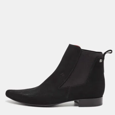 Pre-owned Roberto Cavalli Black Suede Ankle Length Boots Size 42