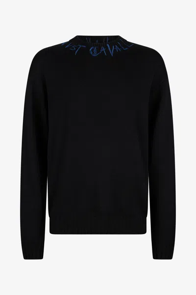Roberto Cavalli Black Sweater With Embroidered Logo