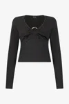 Roberto Cavalli Black Sweater With Glitter And Ring In Black