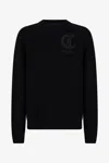 Roberto Cavalli Black Sweater With Gothic C Logo In Black