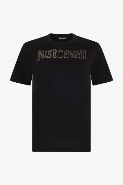 Roberto Cavalli Black T-shirt With Embroidered Logo