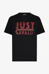 Roberto Cavalli Black T-shirt With Just Cavalli Logo In Black