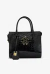 Roberto Cavalli Black Top Handle Bag With Monogram Rc In Black