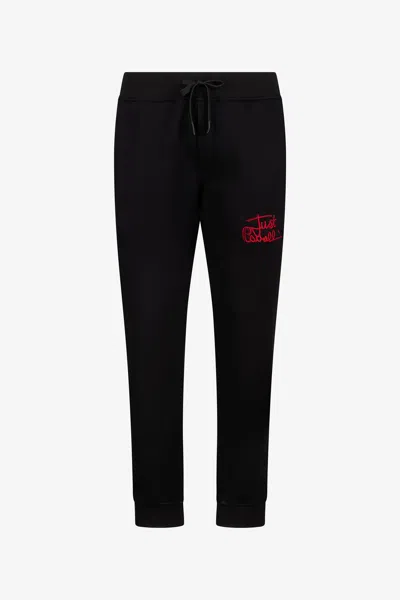 Roberto Cavalli Black Trousers Joggers With Embroidered Logo
