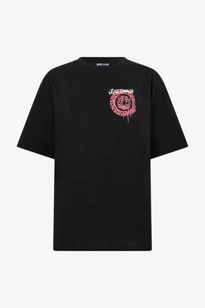 Roberto Cavalli Black Urban Graphic T-shirt