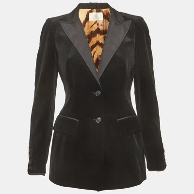 Roberto Cavalli Black Velvet And Cotton Tuxedo Jacket
