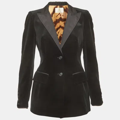 Pre-owned Roberto Cavalli Black Velvet And Cotton Tuxedo Jacket M