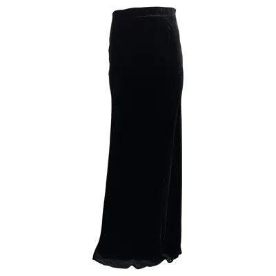 Pre-owned Roberto Cavalli Black Velvet Maxi Evening Skirt, Size 42