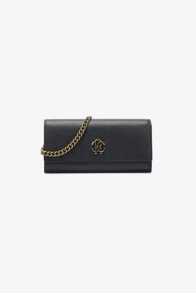 Roberto Cavalli Black Wallet On Chain With Monogram Rc