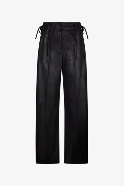 Roberto Cavalli Black Wide-leg Trousers With Tie Details