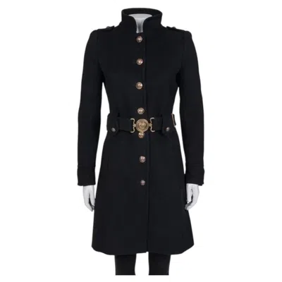 Pre-owned Roberto Cavalli Black Wool & Cashmere Belted Coat Sz.40/ S