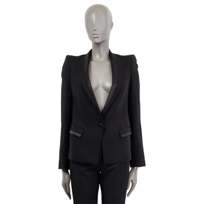 Pre-owned Roberto Cavalli Black Wool Satin Trim Tuxedo Blazer Jacket 38 Xs