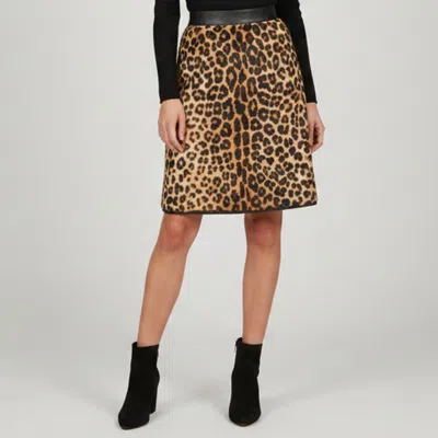 Pre-owned Roberto Cavalli Black/beige Leopard Print Fur And Knit Mini Skirt L