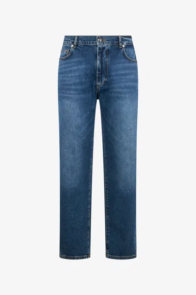 Roberto Cavalli Blue Denim Jeans With Monogram Rc