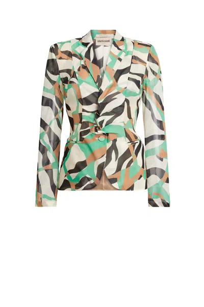 Roberto Cavalli Tiger Twiga Print Blazer In Multi