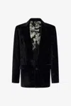 Roberto Cavalli Blazer With Broccato Print In Black
