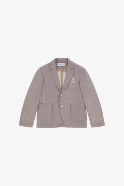 Roberto Cavalli Blazer With Monogram Rc In Light Brown