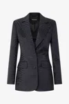 Roberto Cavalli Blazer With Monochrome Tiger Skin Pattern In Black