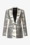 Roberto Cavalli Zebra-print Single-breasted Blazer Jacket In Bianco/nero
