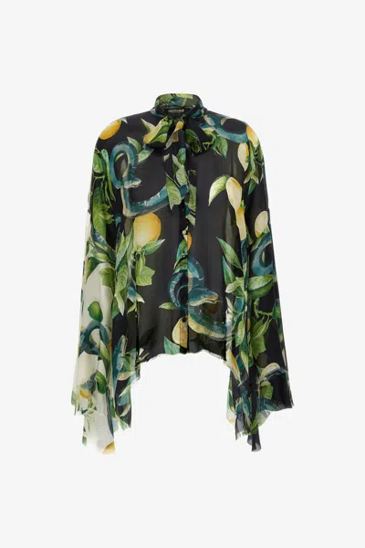 Roberto Cavalli Blouse With Lemon Print In Black