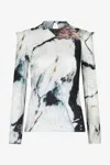 Roberto Cavalli Blouse With Marble Print In Black/white
