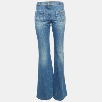 Pre-owned Roberto Cavalli Blue Denim High Waist Flared Jeans M/ Waist 29"