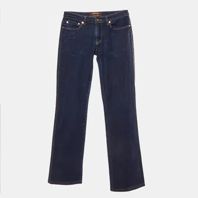 Pre-owned Roberto Cavalli Blue Denim Straight Fit Jeans S/waist 26"