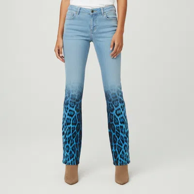 Pre-owned Roberto Cavalli Blue Gradient Leopard Print Denim Jeans S/waist 30"
