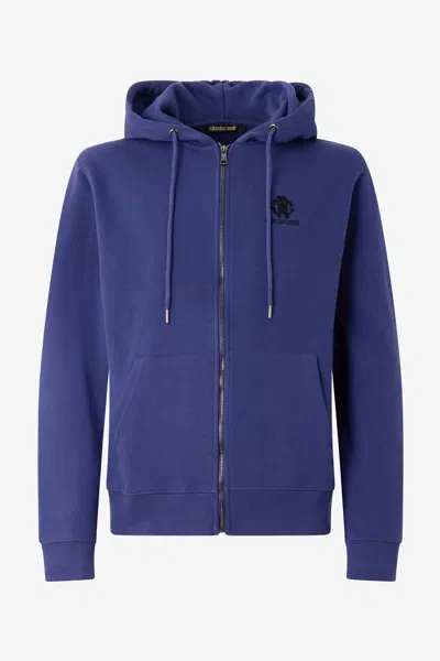 Roberto Cavalli Blue Hoodie With Zip