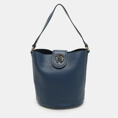Pre-owned Roberto Cavalli Blue Leather Bucket Bag