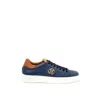 Roberto Cavalli Blue Leather Sneaker In Blue