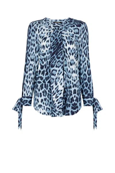 Roberto Cavalli Blue Leopard Shirt In Light Blue