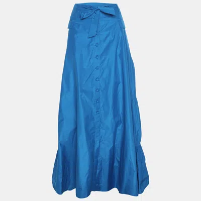 Pre-owned Roberto Cavalli Blue Polyester Maxi Skirt M