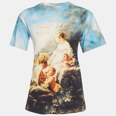 Pre-owned Roberto Cavalli Blue Printed Jersey T-shirt S