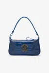 Roberto Cavalli Blue Shoulder Bag With Mirror Snake Monogram In Blue