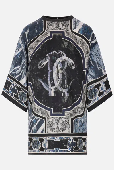 Roberto Cavalli Blue Silk T-shirt