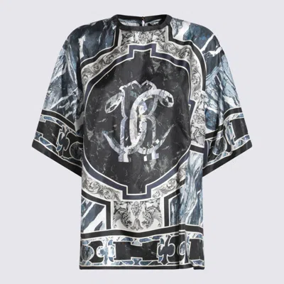 ROBERTO CAVALLI ROBERTO CAVALLI BLUE SILK T-SHIRT