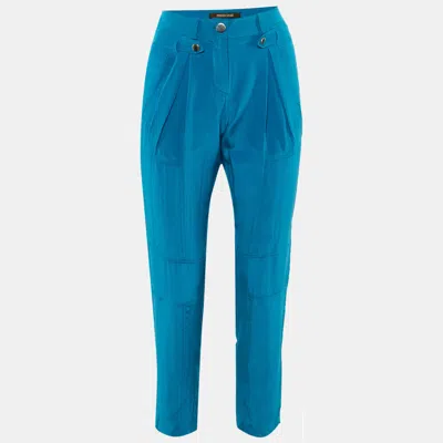 Roberto Cavalli Blue Silk Trousers